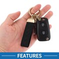 thumbnail image 4 of Unique Bargains 1 Set Car Keychain Universal Key Chain with Ring for Key Fobs for Women Faux Leather Black Gold Tone, 4 of 6