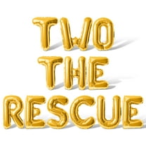 Letter Balloons - TWO THE RESCUE 16" Inch Alphabet Letters Foil Mylar Balloon 2nd Birthday Party Banner (Gold)