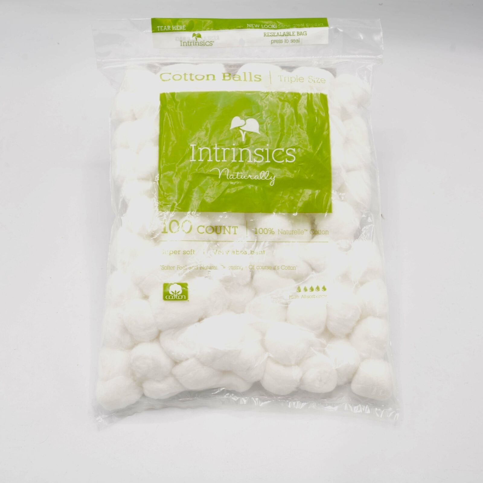 Intrinsics Naturally 100% Naturelle Cotton Balls Triple Size 100 Count