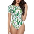 thumbnail image 1 of Balery Cactus Plants1 Body de cuello redondo de manga corta para mujer Tops de manga corta Tops básicos-XX-Large, 1 of 7