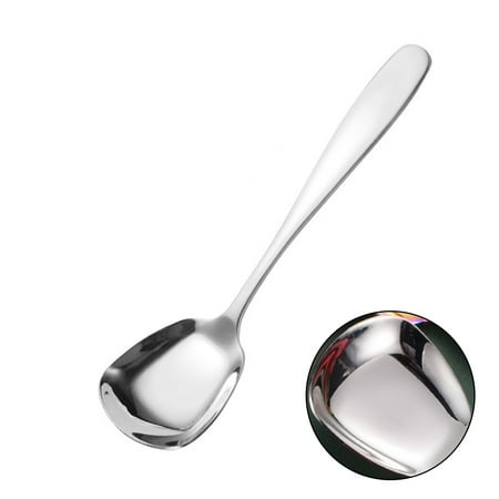 

1Pc Fashion Korean Style Thick Heavy Weight Stainless Steel Soup Spoons Table Spoons Dinner Spoons Rice Spoons Flat Square Spoon