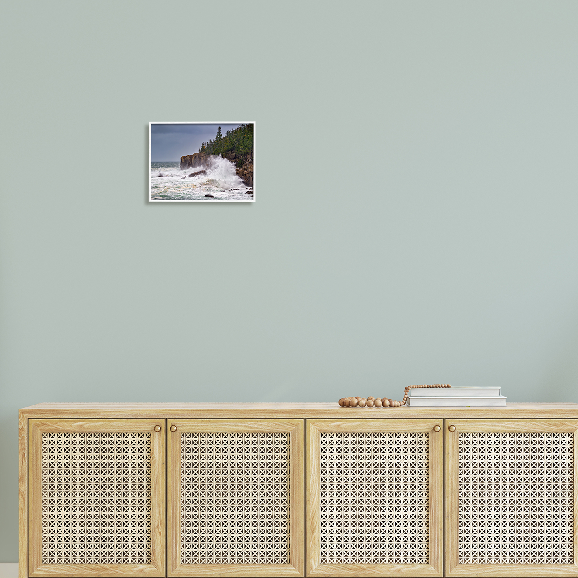 Stupell Crashing Ocean Waves Cliff Wall Landscape Photography White Framed Art Print Wall Art