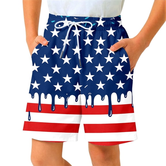 WERYOUNG Freedom Fourth Of July Boy's Shorts With Independence Day Patriotic Graphic Casual Shorts For Kids Outdoor Activities Stylish Bottoms