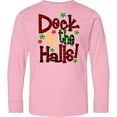thumbnail image 3 of Inktastic Deck the Halls in Green and Red Plaid with Christmas Bulb Long Sleeve Youth T-Shirt, 3 of 5
