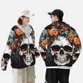 thumbnail image 4 of Balery Flower Horn Skull Sudadera ligera de manga larga con capucha y protección solar UPF 50+ para hombre y mujer, ideal para pesca y running-Small, 4 of 7