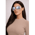 thumbnail image 5 of Oversized Round Pilot Sunglasses Metal Spring Hinge Gold, Pink Mirror Lens, 5 of 6