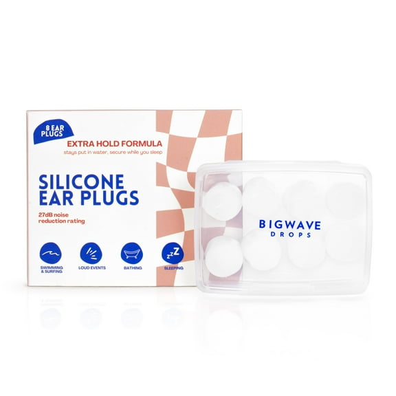 BigWave Drops Silicone Putty Ear Plugs (4 Pairs) - Wax Ear Plugs for Swimming, Traveling, Shooting, & More - Noise-Cancellation - Swimming Ear Plugs