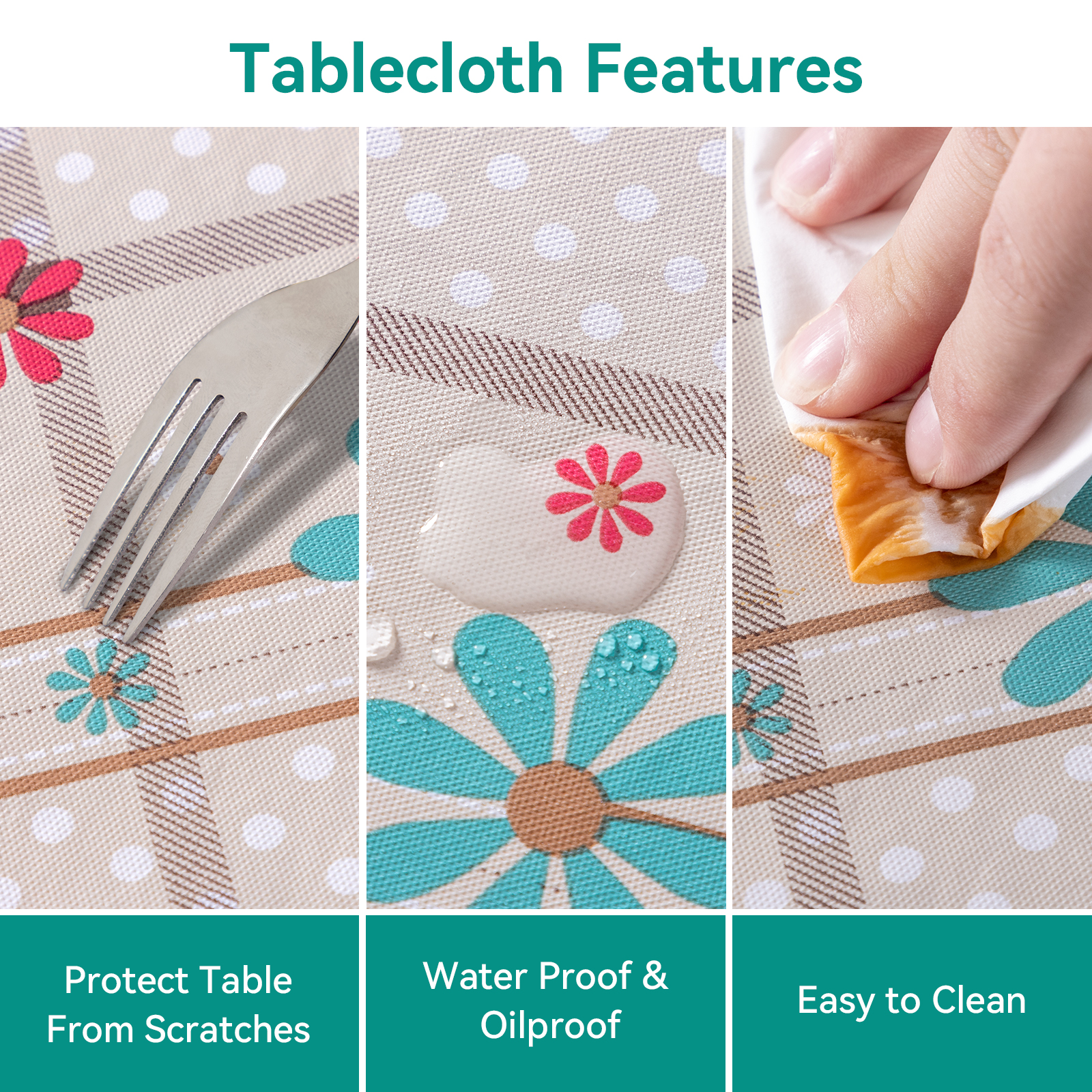 RAY STAR Christmas Tablecloth 60x84 inch Rectangle Waterproof Holiday Decoration Tablecloth Xmas Plastic SpillProof Table Cover