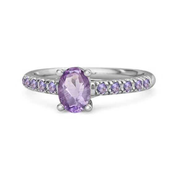 Solitaire 1.70 Ctw Oval Amethyst 925 Sterling Silver Floating Halo Women Valentines Day Gifts Ring