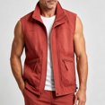 thumbnail image 4 of Atkumj Men Fishing Vest Fashion Multi‑Functional Stand Collar Zip Up Drawstring Hem Oversized Vests Casual Solid Color Loose Mens Outerwear Vests for Outdoor Activity XL, 4 of 6