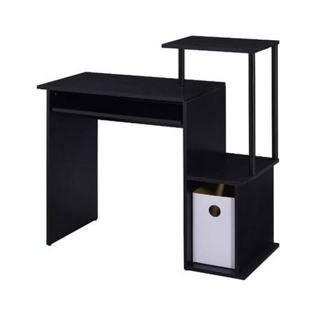 Benjara Computer Desk with Built In Bookshelf Black