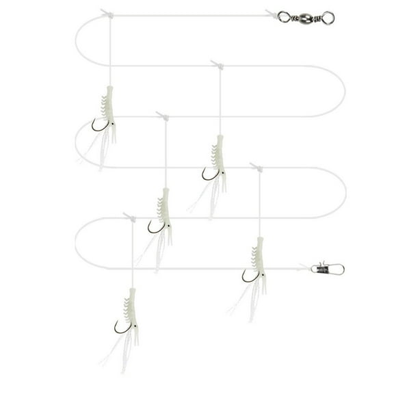 5 Pcs Fishing Lure Soft Rigs Luminous Shrimp Bait Jigs Shrimp Skewer Fishing Hook