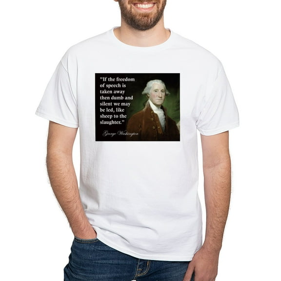 CafePress - George Washington Freedom Of White T Shirt - Men's White Classic Cotton T-Shirts