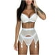 thumbnail image 1 of Sujetador de lencería de malla sexy para mujer + Liga + Conjunto de bragas Ropa de dormir Sujetador calado Ropa interior Fridja nalpqowj46396, 1 of 9