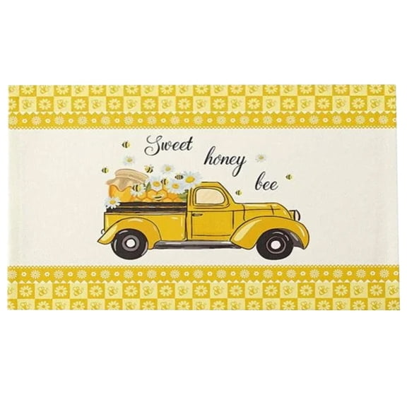 XKHZJL Sunflowers Truck Summer Vinyl Placemats, Wipeable Woven Spring Place Mats for Farmhouse Holiday Party Kitchen Dining Decor