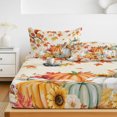 thumbnail image 6 of Twin XL Size Fitted Sheet Set - Fall Pumpkins 2 Piece Bedding Sets 16" Deep Pocket Fitted Sheet with 1 Pillowcases, Thanksgiving Maple Squirrel Farmhouse Florals Brushed Microfiber Hotel Bed Sheets, 6 of 9