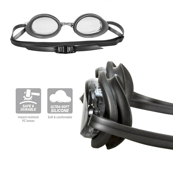 Adult Pacesetter 3 Pack Swim Goggle - White, Black & Silver