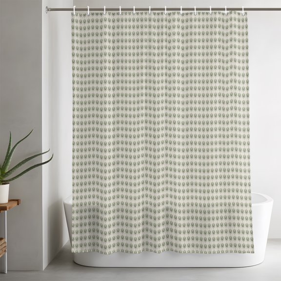 Shower Curtains for Bathroom-36"x72",Abstract Sage Green Flower Waterproof Bath Curtain Grommet Shower Curtain Set with Hooks,