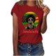 thumbnail image 1 of Tops de Manga Corta para las Mujeres de Ajuste Suelto, Día de la Independencia Negro Impreso, Cuello Redondo Suelto Superior, 1 of 4