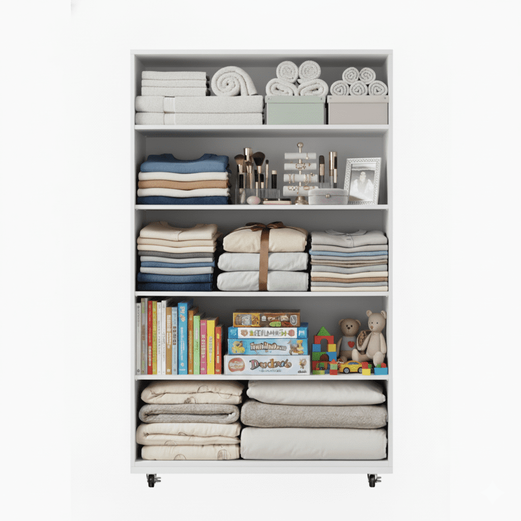 5-Drawer Dresser with Wheels, Modern Storage Cabinet, White