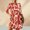 Red, variant on Fashion Women Casual Loose Round Neck Half Sleeves Comfy Printing Dress