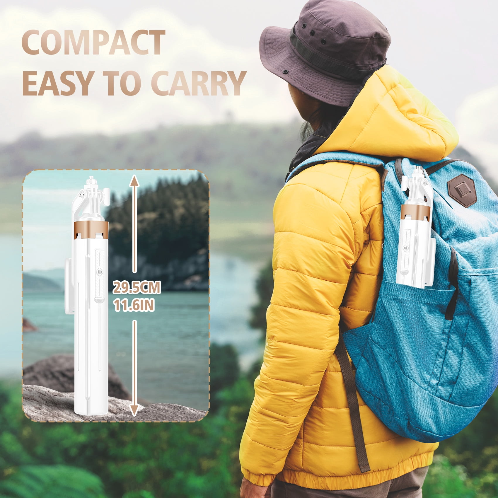 Tall Selfie Stick Phone Tripod with Bluetooth Remote -71 inches Adjustable Phone Tripod Stand, 1/4" Screw Mount Compatible with iPhone, Android, GoPro, Camera for Vlogging, Recording, Live Streaming