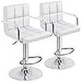 thumbnail image 3 of Furmax Bar Stools with Armrest Modern PU Leather Swivel Adjustable Hydraulic Bar Stool X-Large Base and Seat Square Counter Height Stool Set of 2 (White), 3 of 4