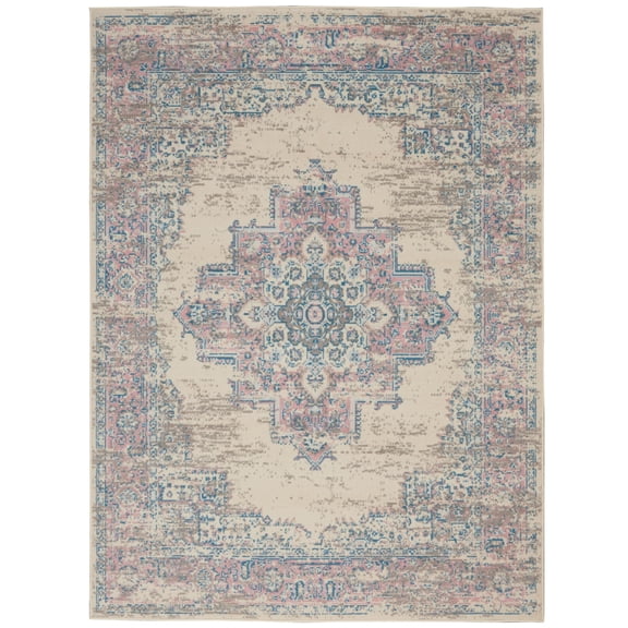 Nourison Grafix Persian Ivory/Pink 5'3" x 7'3" Area Rug, (5x7)