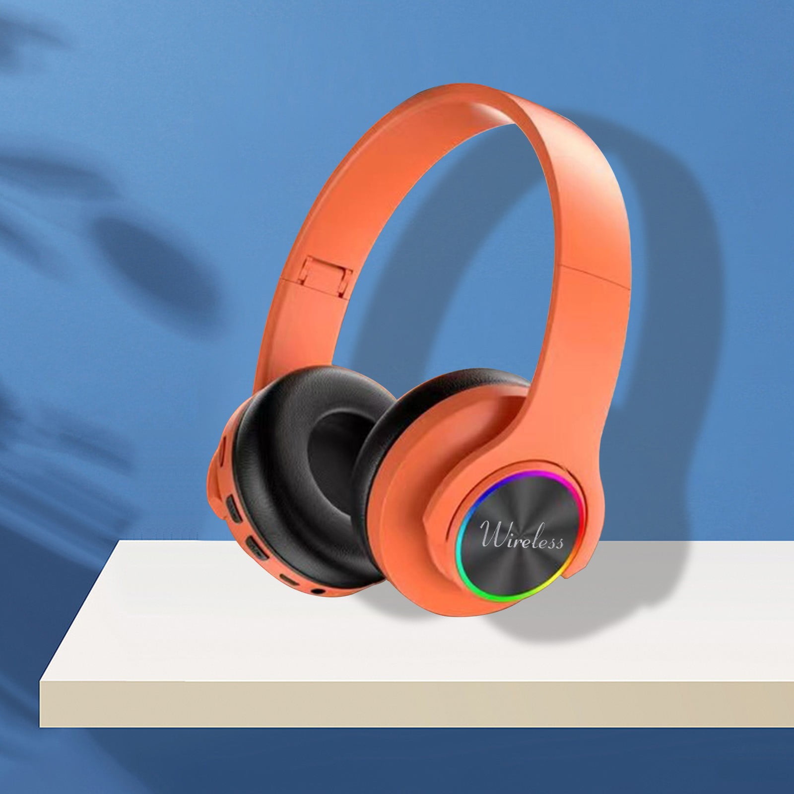 Meitianfacai Wireless Bluetooth Headphones Noise Headphones, Cancelling Orange Headset Earphones Glitter Over-Ear Cool 