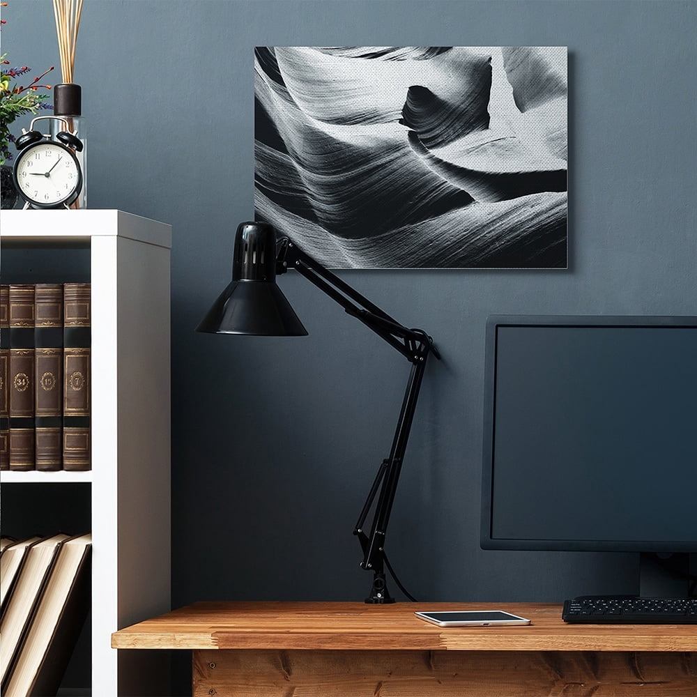 Stupell Industries Abstract Canyon Edge Smooth Rock Black White Canvas Wall Art by Daphne Polselli