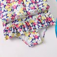 thumbnail image 4 of YYYTop Toddler Baby Girls Float Swimwear Pool Float Bathing Suit Ruffles with Folral Print Kids Print One - Piece Swimsuit +Caps Beach Rashes Guard ,2-5Y Kids Vests Floating Swimwear, 4 of 5