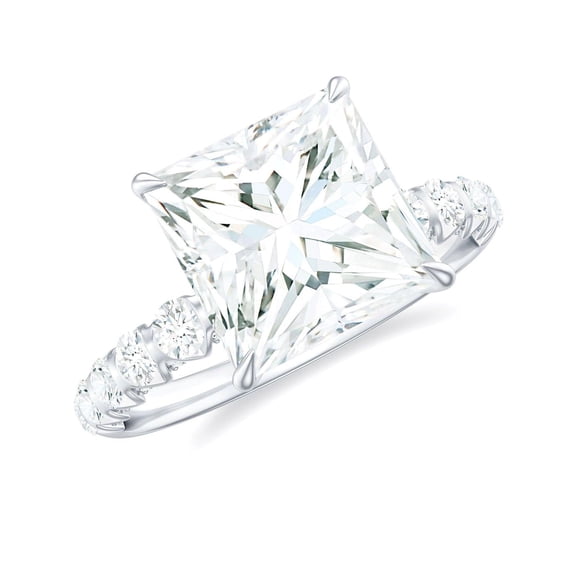 3.00 TCW Princess Cut Solitaire With Accents Engagement Ring 925 Sterling Silver