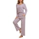 thumbnail image 4 of INSPIRAR CHIC Conjunto de Pijamas de Mujer de Punto Acanalado con Cuello en V y Manga Larga con Pantalones Ropa de Dormir Casual Tallas L Rosa, 4 of 6