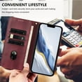 thumbnail image 6 of For iPhone Air 6.5inch Phone Case Wallet, Flip Leather TPU Cover with Card Holder Wrist Strap Shockproof Phone Case,Red,For iPhone Air, 6 of 11
