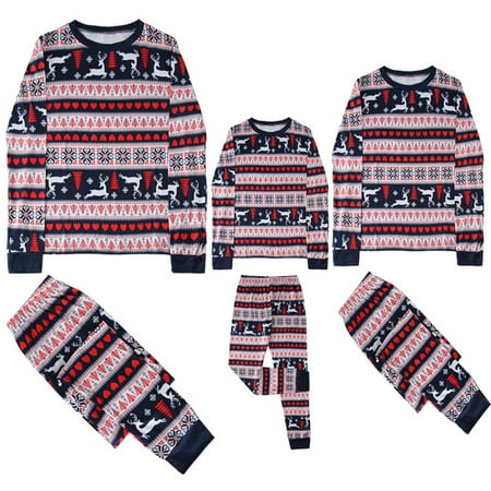 

Child Wear Mother Piece Set Home Snow Christmas Printed Parent Set Pajamas Two Warm