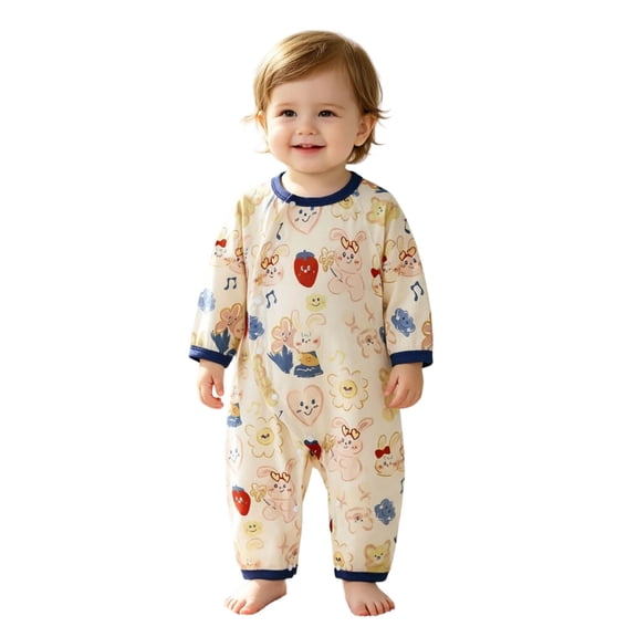 Karoyedx Winter Baby Clothes Baby Boy Fall Clothes Romper Long Sleeve Button Down Jumpsuit Newborn Winter Outfit Beige Size,1-2 Years
