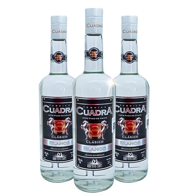 Tequila Cuadra Blanco 100% de Agave 3 Botellas 1 Litro C/u