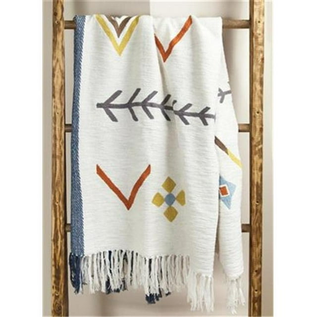 Manual Woodworkers & Weavers AIELAR 60 x 50 in. Arrows Cotton Embroidered Throw