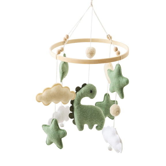Primegos Baby Crib Mobile Dinosaur Cloud Stars Nursery Decor Handmade Felt Hanging Bed Bell for Newborns Boys Girls