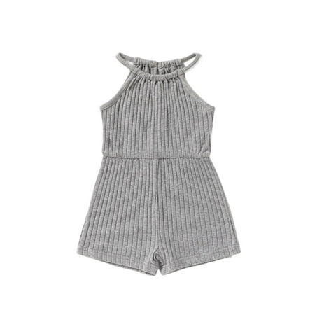 

ZRBYWB Toddler Halter Jumpsuit Solid Color Lace Up Children s Jumpsuit Outdoor Wear Baby Clothing