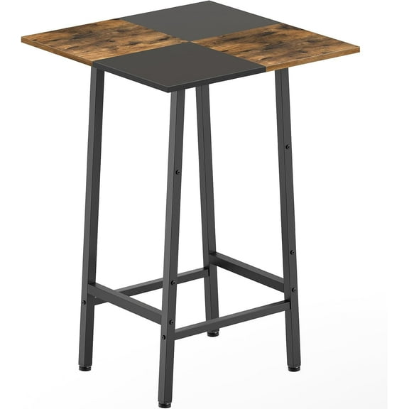 Bar Table, Kitchen Dining Table, Bar Counter Height Table, Pub Color Matching Breakfast Table, for Dining Room, Tavern, Coffee Corner, Party, Rustic Brown and Black BT02BR