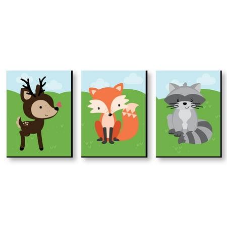 Woodland Creatures - Gender Neutral Forest Animal Nursery Wall Art & Kids Room Decor - 7.5” x 10” - Set of 3 (Best Gender Neutral Nursery)