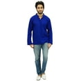 thumbnail image 6 of Atasi Men's Band Collar Short Kurta Blue Cotton Casual Tunic Shirt-Small, 6 of 6