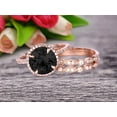 thumbnail image 3 of Trio Set Big Black Diamond Moissanite Wedding Ring Set Engagement Ring On 10k Rose Gold Stacking Matching Band 2.75 Carat Round Cut Gemstone Personalized for Brides, 3 of 6