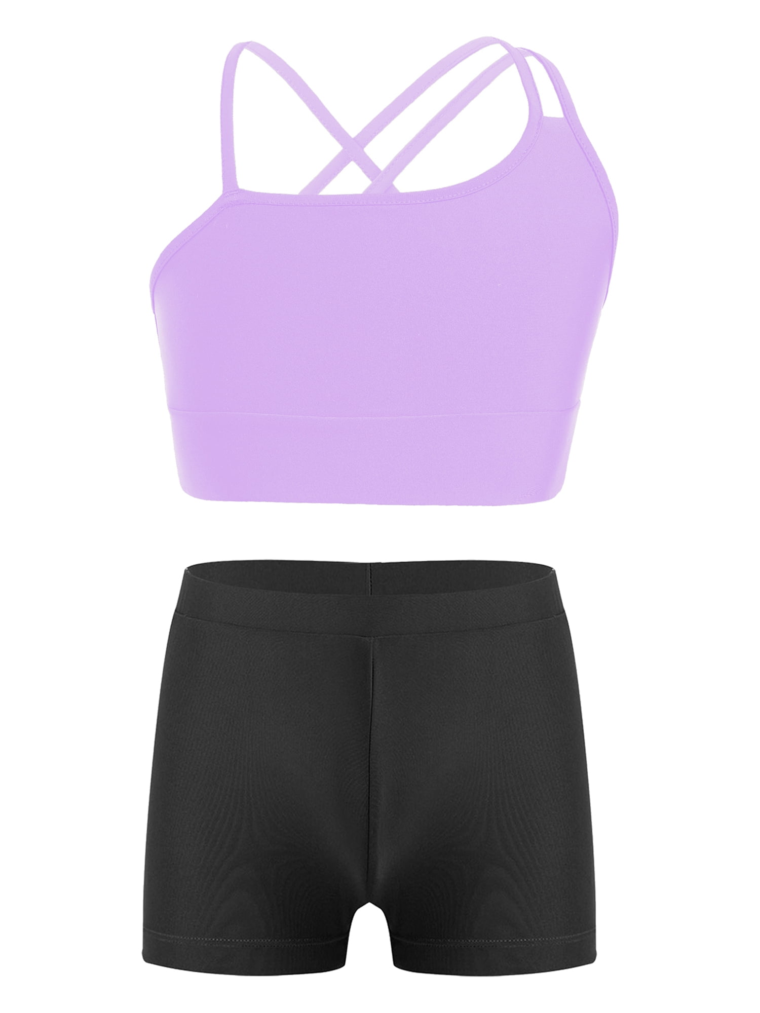 TiaoBug Kids Girls 2 Piece Dance Sport Outfits Gymnastics Dancewear