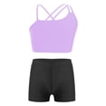 thumbnail image 1 of Alvivi Girls Sports Outfit Crop Tank Top with Shorts Set Tracksuit 2Pcs Gymnastic Dancewear Sportswear Swimwear Lavender&Black 10, 1 of 7