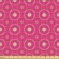 thumbnail image 2 of Ambesonne Retro Fabric by the Yard Upholstery, Rings with Dots Pattern Art, 10 Yards, Magenta and Pale Salmon, 2 of 5