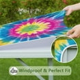 thumbnail image 6 of Colorful Rainbow Tie Dye Spiral Pattern Square Fitted Tablecloth with Elastic Edge,Square Table Cover,Washable Elastic Table Cover for Home Kitchen Party Decor 34"x34", 6 of 6