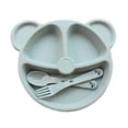 thumbnail image 3 of 3pcs Cute Divided Plates, Assorted Colors Safe Dinnerware with Animal Shape for Kids Adults, 3 of 8