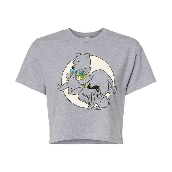 Disney - Pooh And Eeyore - Juniors Cropped Cotton Blend T-Shirt